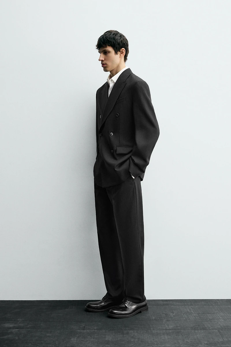 100% WOOL DOUBLE BREASTED SUIT BLAZER