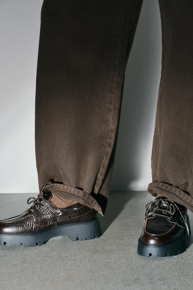 LEATHER PLATFORM LOAFERS