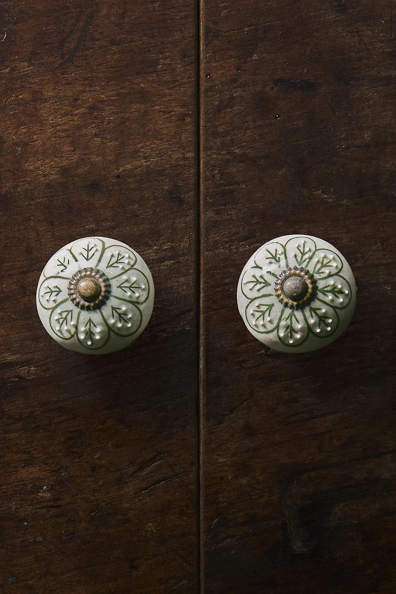 SET OF CERAMIC FLOWER KNOBS (SET OF 2