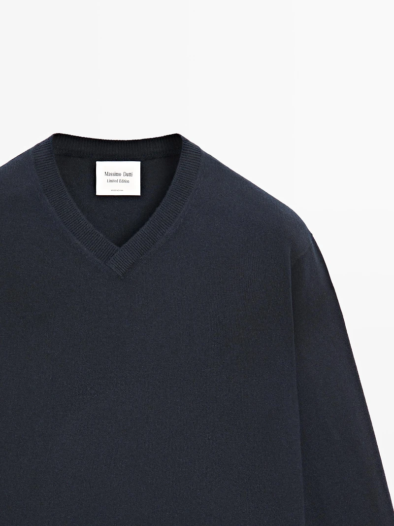 Wool and cashmere knit V-neck sweater - LIMITED