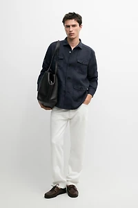 Heavy linen overshirt with pocket details