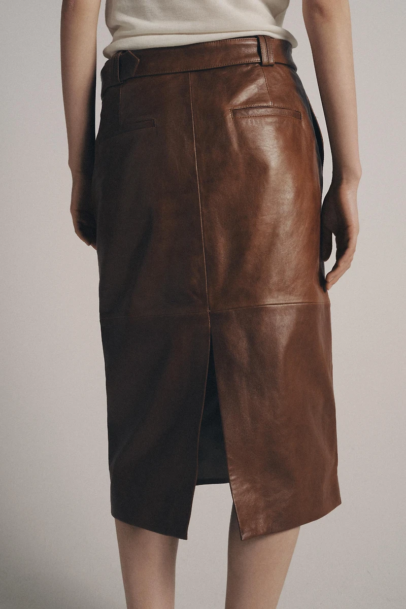 100% LEATHER PENCIL SKIRT ZW COLLECTION LIMITED EDITION
