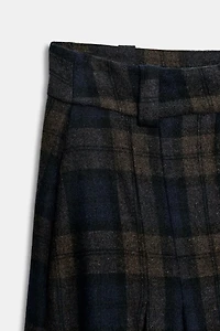 PLAID WOOL BLEND PANTS ZW COLLECTION