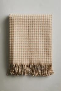 CHECK BLANKET WITH FRINGING
