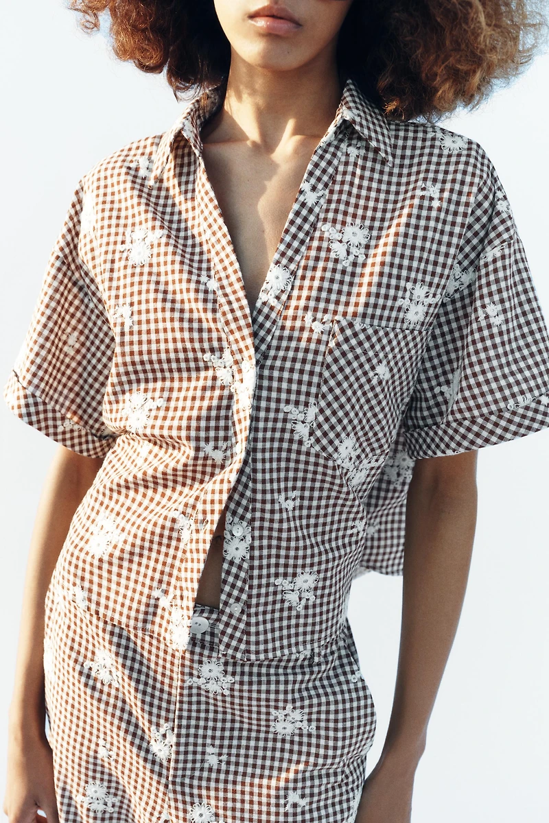 EMBROIDERED PLAID SHIRT