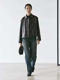 Short nappa leather jacket