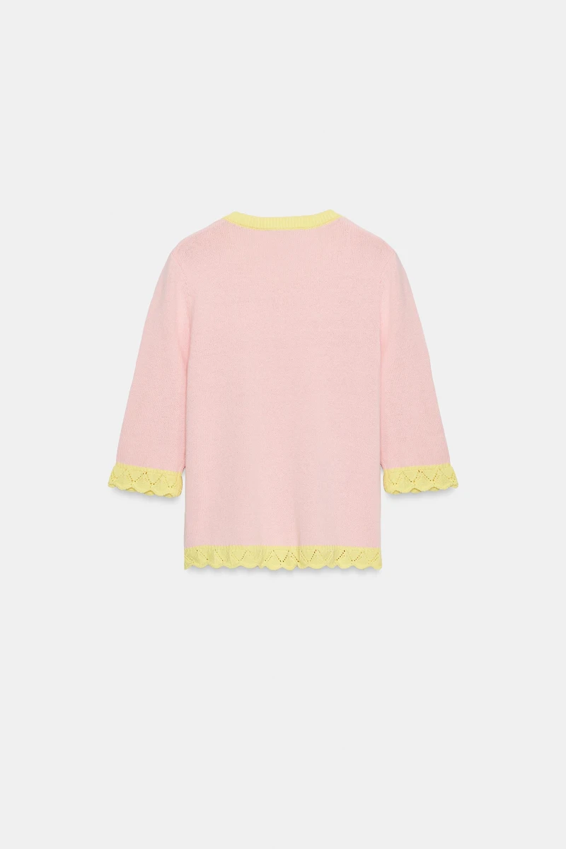 POINTELLE COMBINATION CARDIGAN