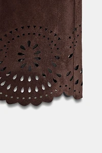 DIE-CUT HEM FAUX SUEDE CULOTTES