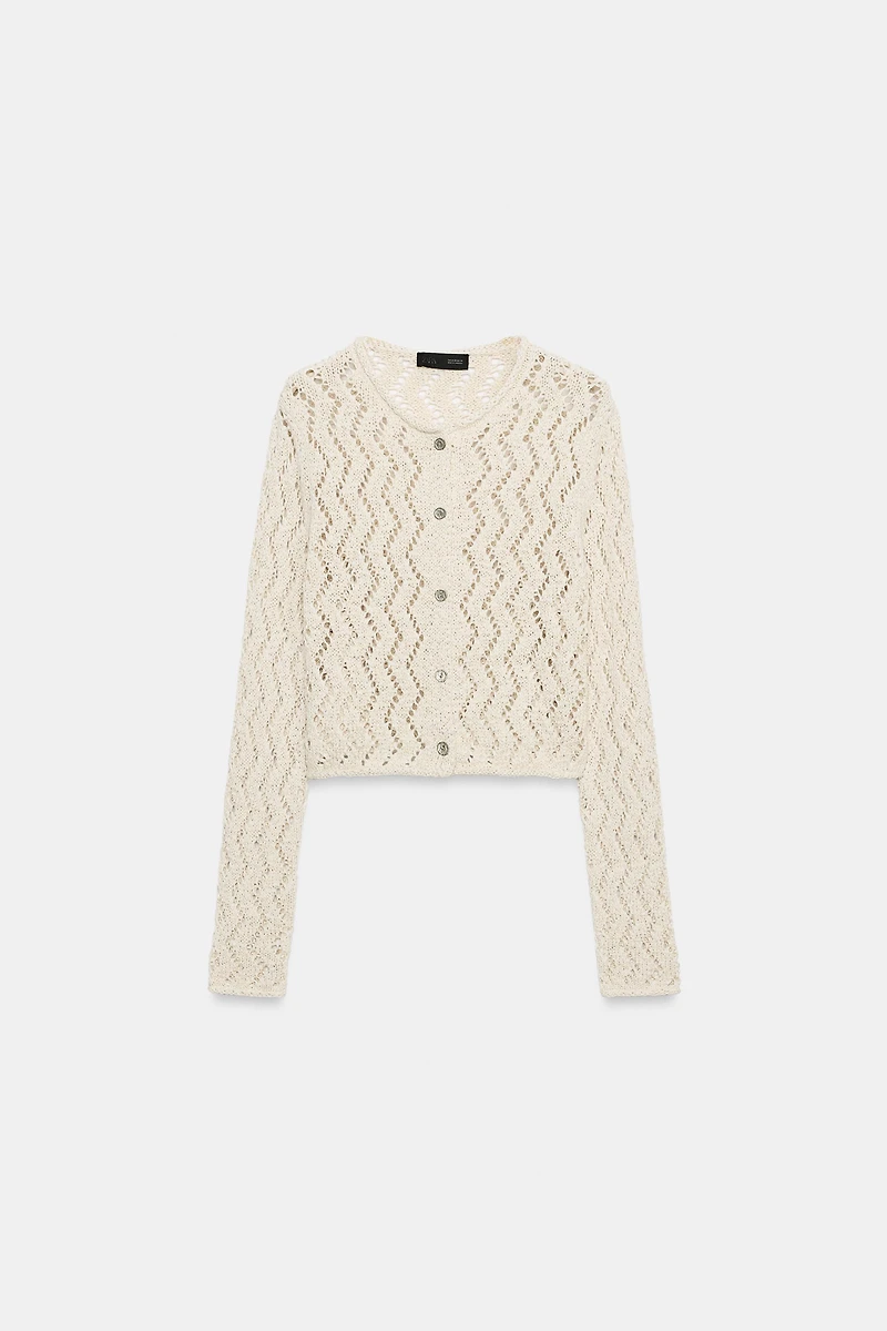 ZIGZAG OPEN-KNIT CARDIGAN