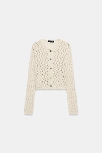 ZIGZAG OPEN-KNIT CARDIGAN