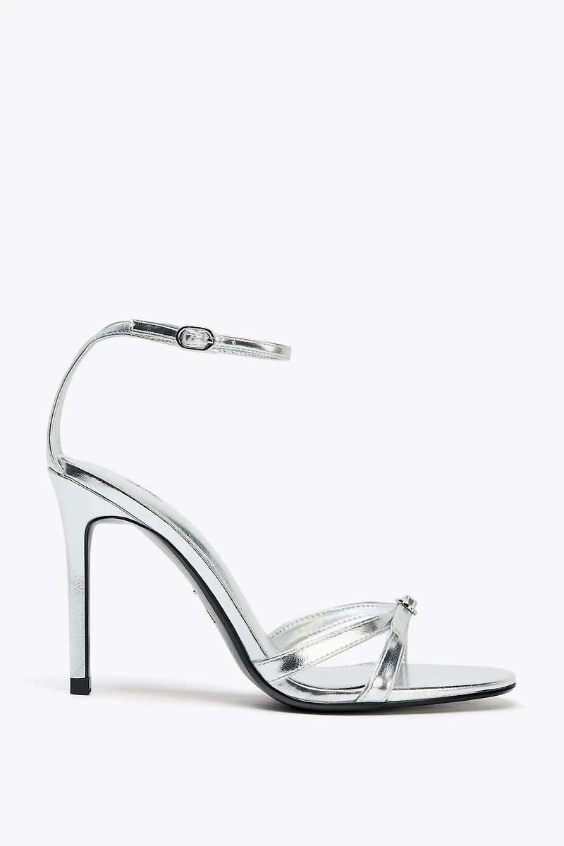 METALLIC EFFECT HIGH-HEEL SANDALS