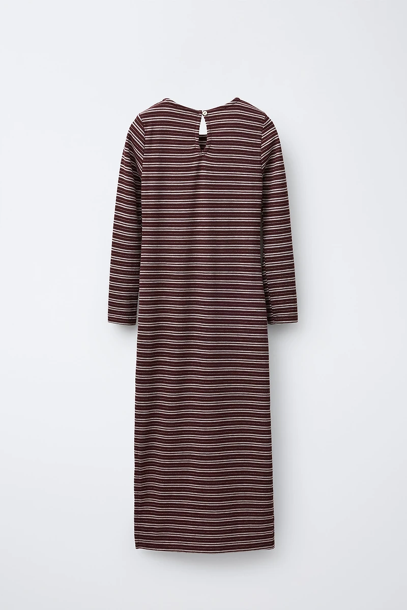 LONG RIB TEXT DRESS
