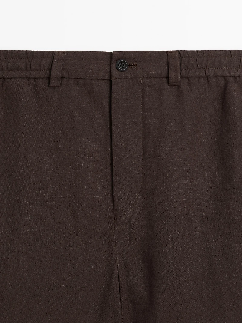 Lightweight 100% linen Bermuda shorts