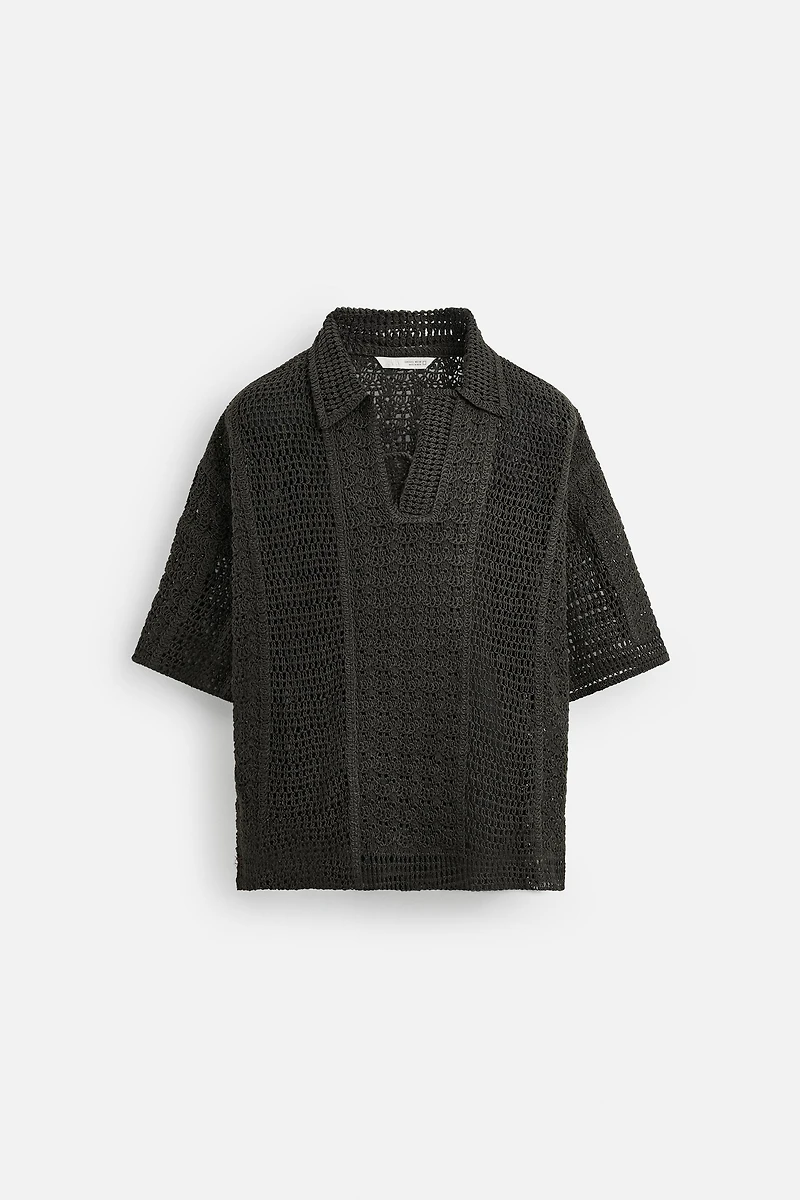 CROCHET TEXTURED POLO SHIRT