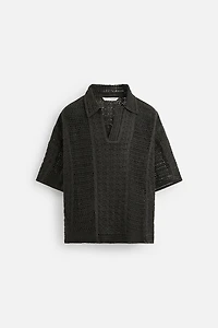 CROCHET TEXTURED POLO SHIRT