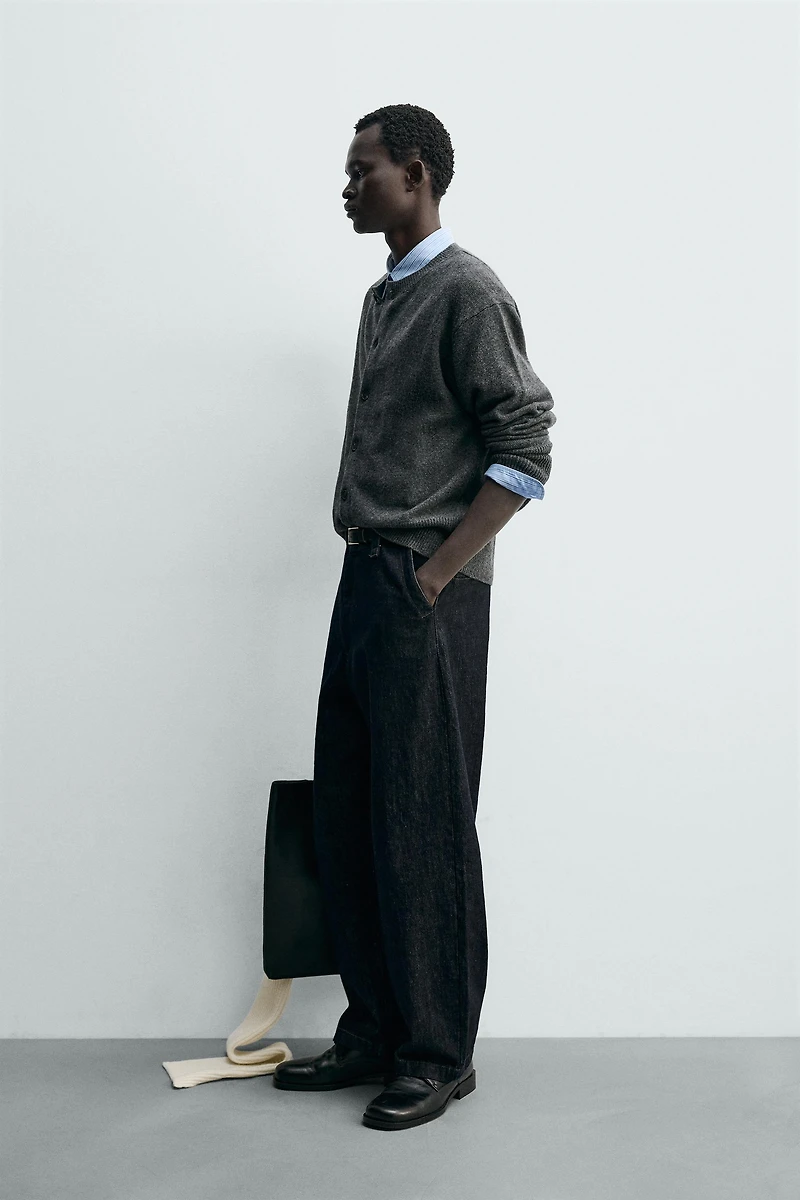 RELAXED FIT WOOL BLEND CARDIGAN