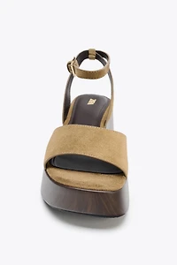 SPLIT LEATHER PLATFORM SANDALS