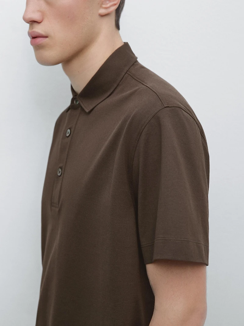 Cotton blend short sleeve polo shirt