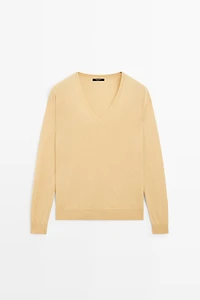 V-neck knit sweater