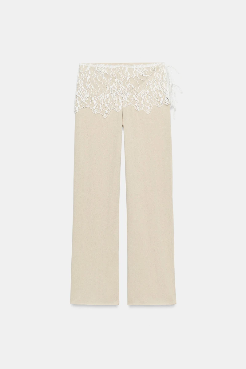 RIBBED LACE PANTS