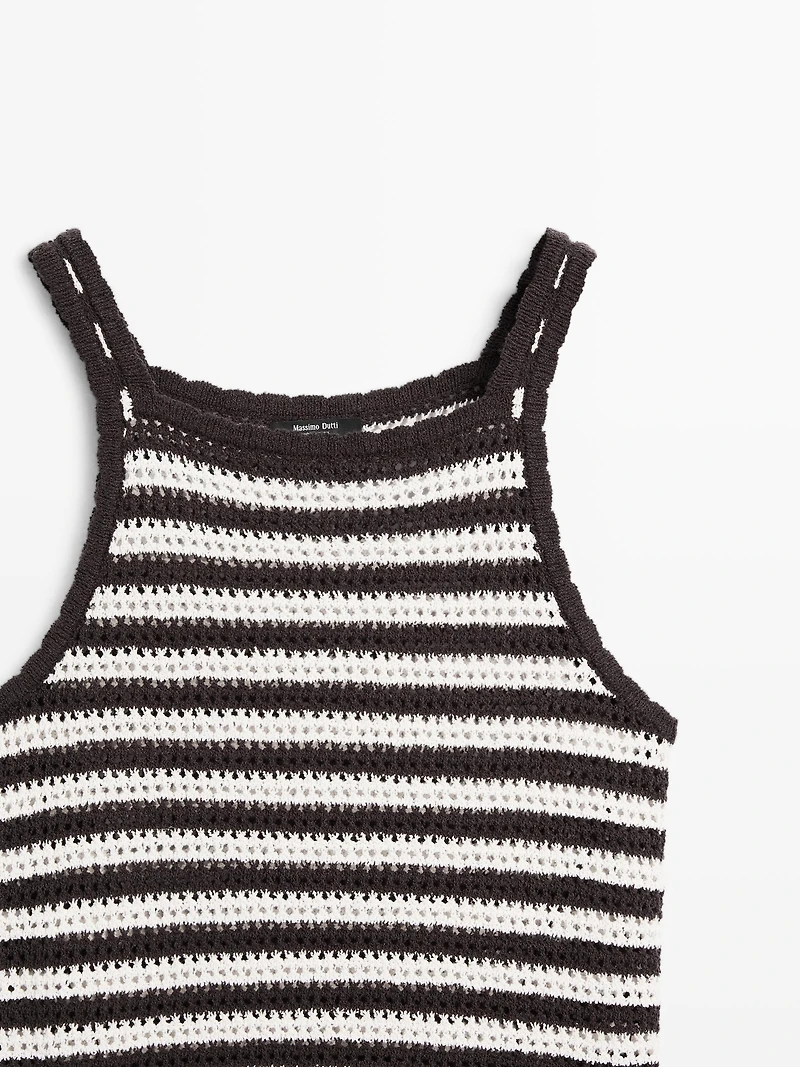 Crochet top with striped detail