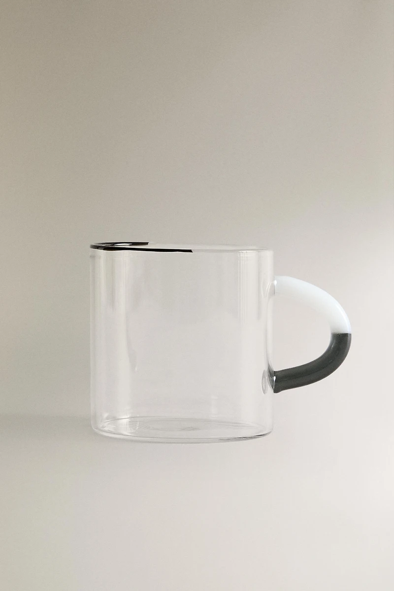 BOROSILICATE GLASS MUG WITH COLORED HANDLE