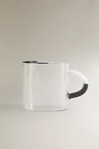 BOROSILICATE GLASS MUG WITH COLORED HANDLE