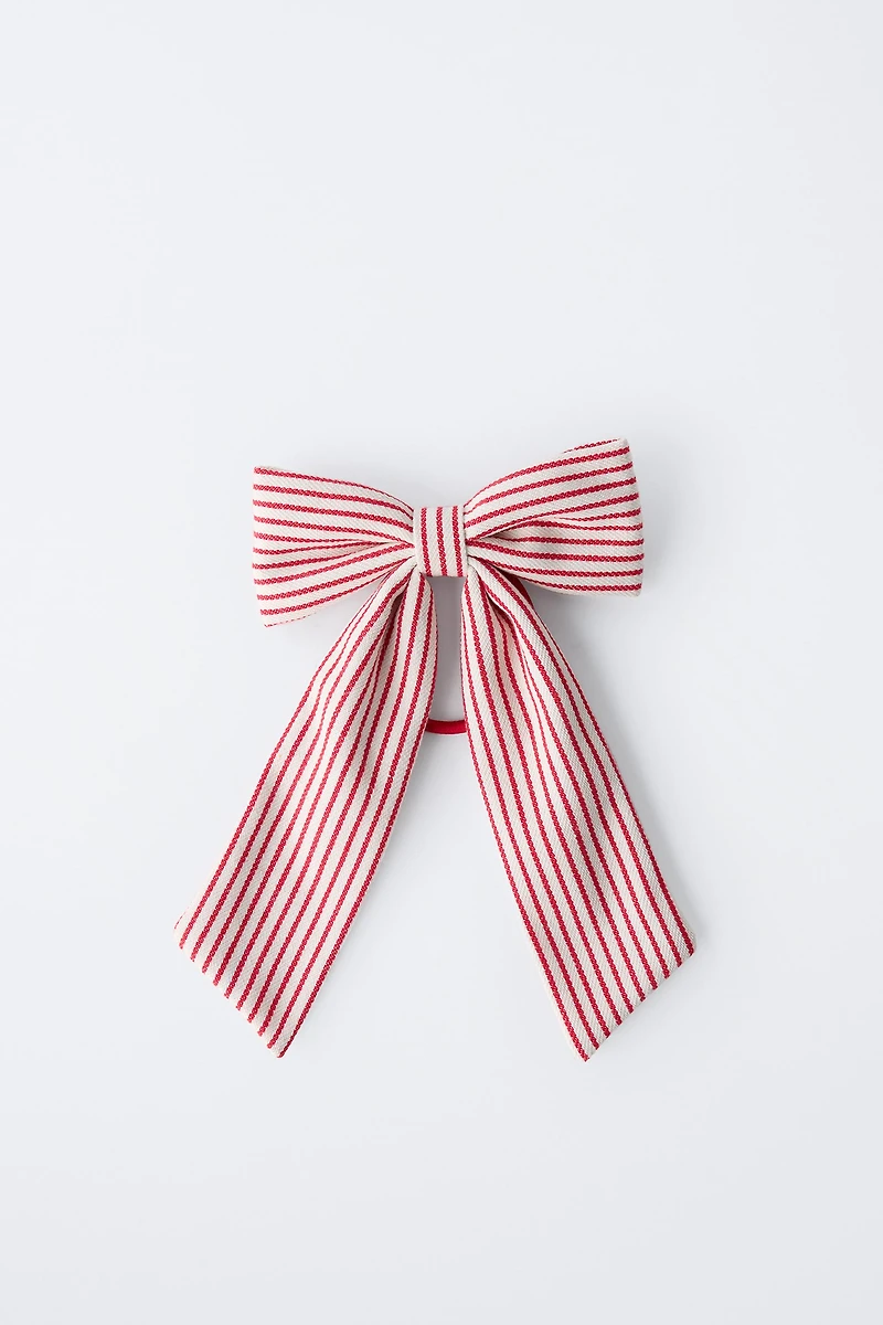 STRIPED BOW CLAW CLIP HAIR TIE
