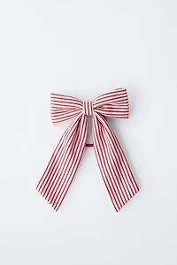 STRIPED BOW CLAW CLIP HAIR TIE