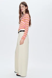 STRAIGHT LEG BELTED PANTS WITH PLEATS