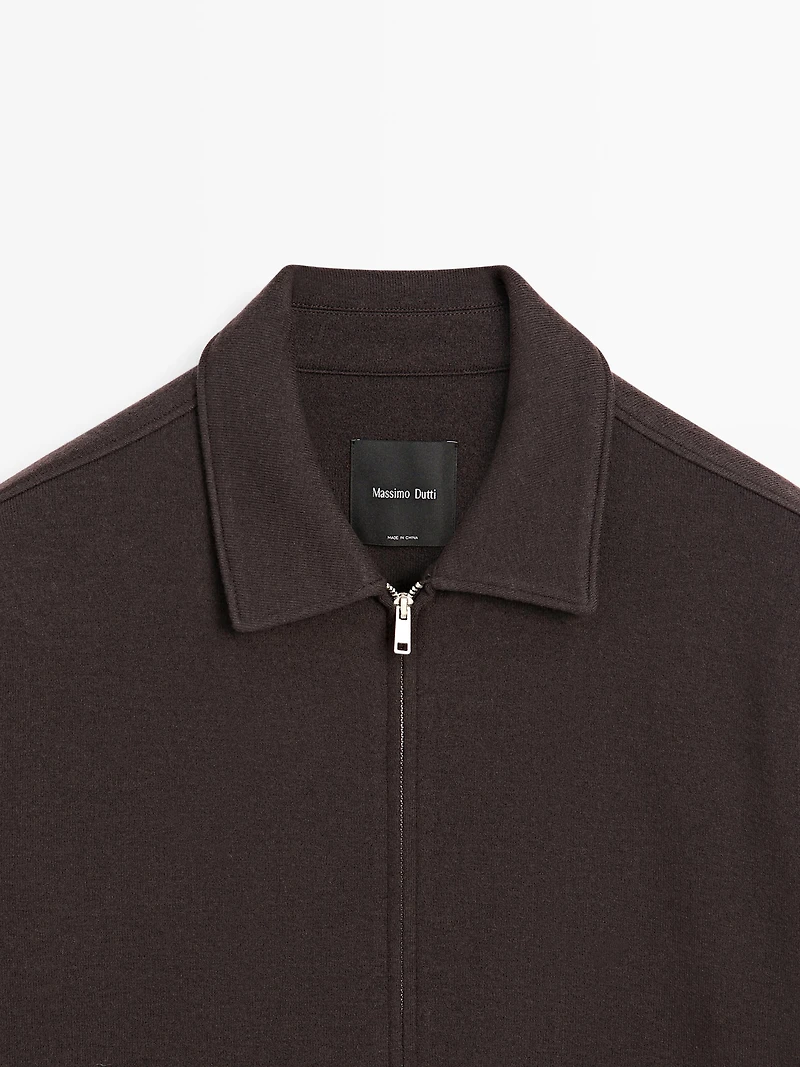 Short double wool blend jacket