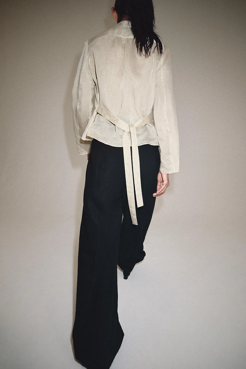 ZW COLLECTION STRIPED FROG CLASP SHIRT