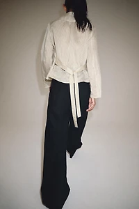 ZW COLLECTION STRIPED FROG CLASP SHIRT