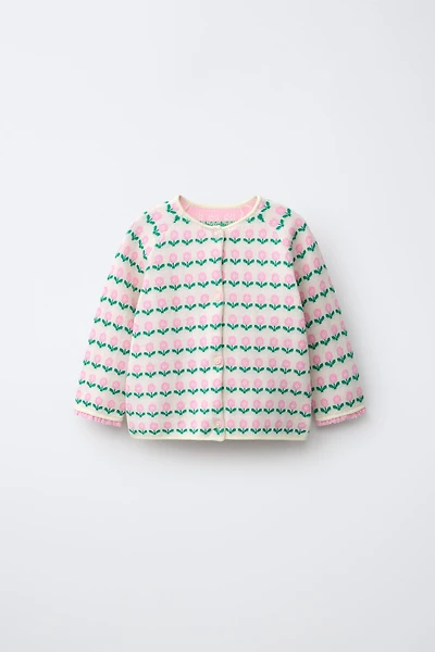 FLORAL JACQUARD CARDIGAN