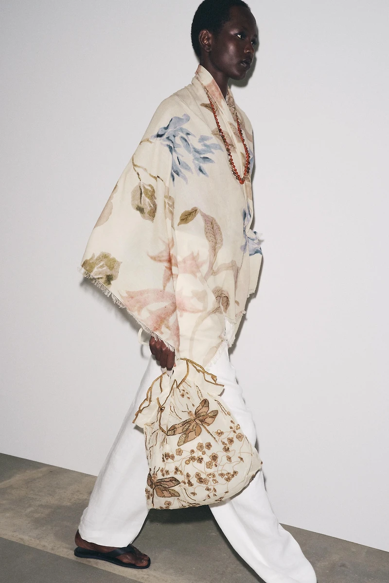 PEONY PRINT COTTON SCARF