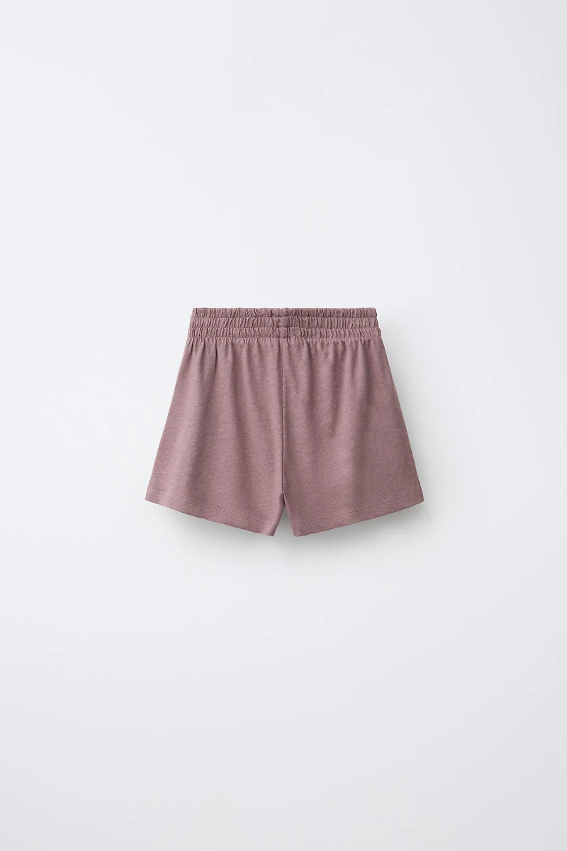 COTTON LINEN BLEND TOP AND SHORTS SET