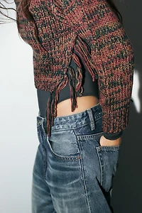 KNITTED JUMPER WITH SIDE FRINGES