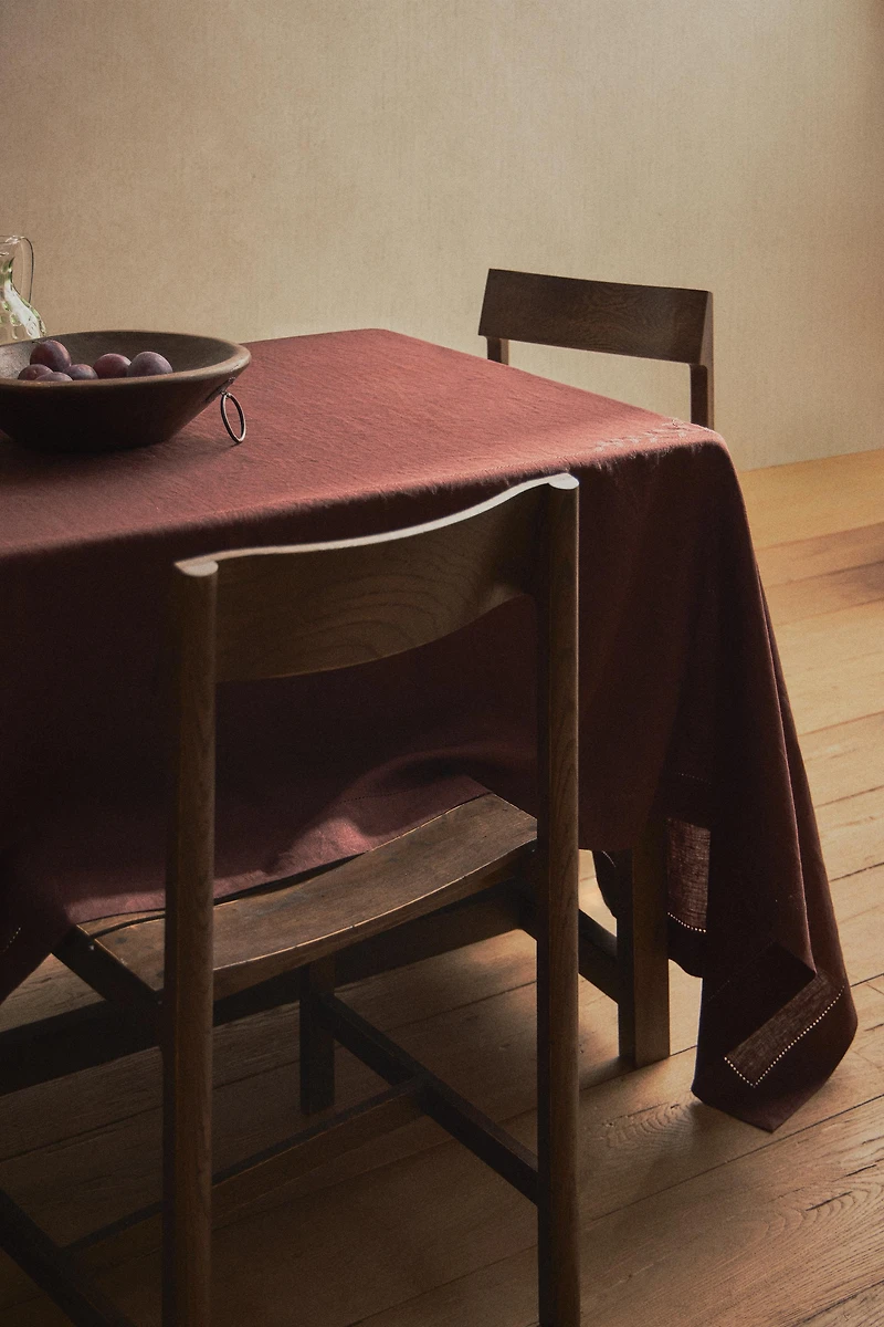 NAPPE LIN BRODERIE FLORALE