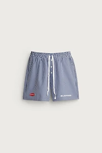 RELAXED FIT STRIPED PATCH BERMUDA SHORTS