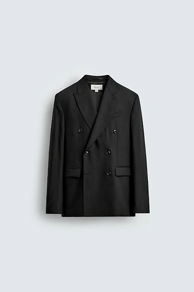 100% WOOL DOUBLE BREASTED SUIT BLAZER