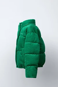 VESTE REMBOURRÉE EN VELOURS CÔTELÉ AVEC INSCRIPTION BRODÉE