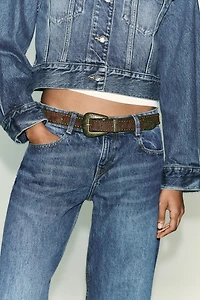 Z1975 WIDE LEG LOW RISE BELT JEANS