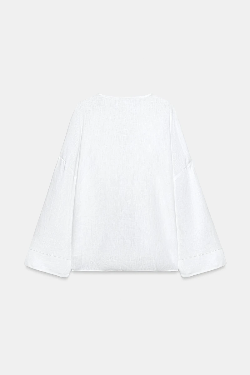 100% LINEN V-NECK SHIRT