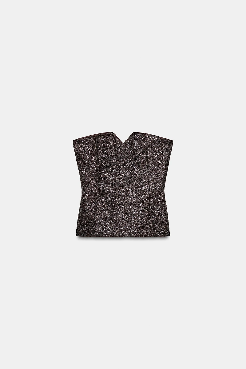 SEQUIN BUSTIER TOP ZW COLLECTION LIMITED EDITION