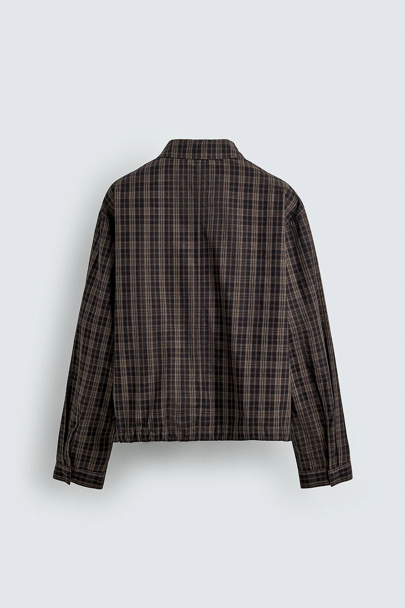 BLOUSON COURT À CARREAUX