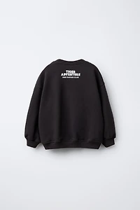 TIGER AND FLOCKED TEXT PRINT SWEATSHIRT