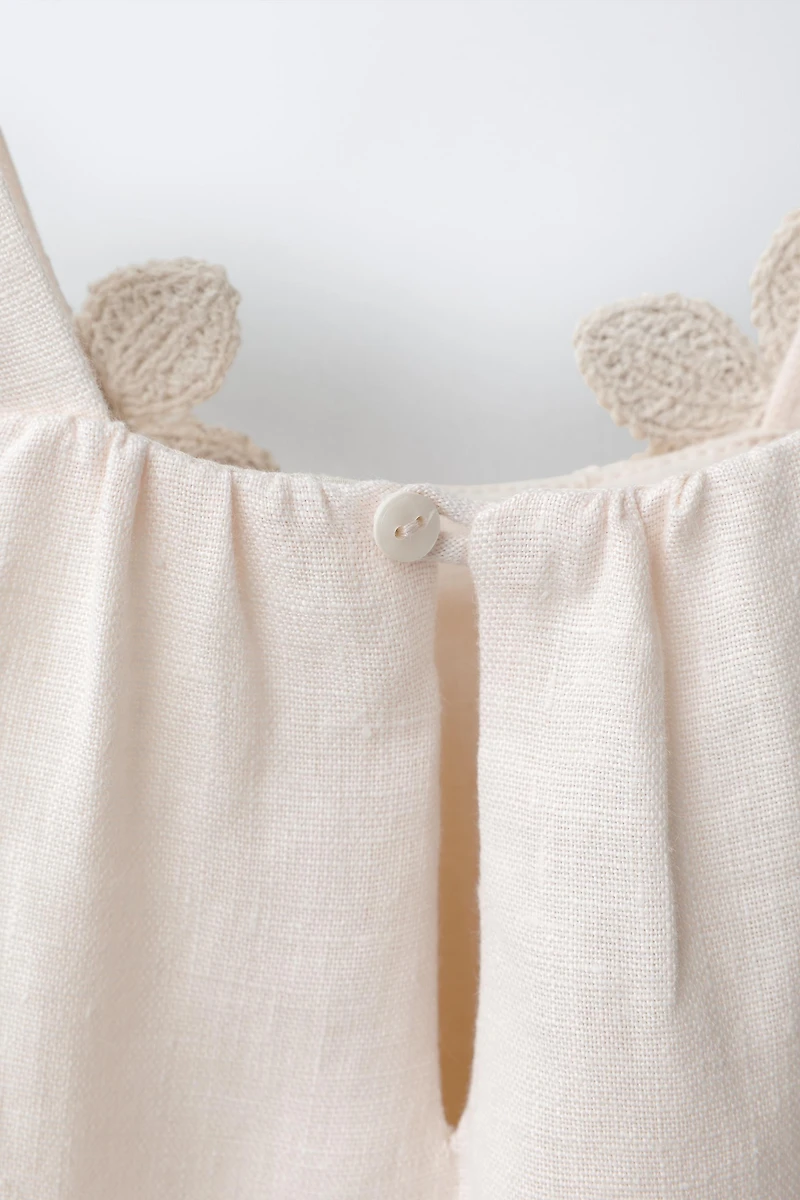 100% LINEN FLORAL LACE JUMPSUIT