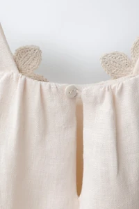 100% LINEN FLORAL LACE JUMPSUIT