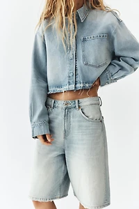 MID-RISE BAGGY DENIM SHORTS