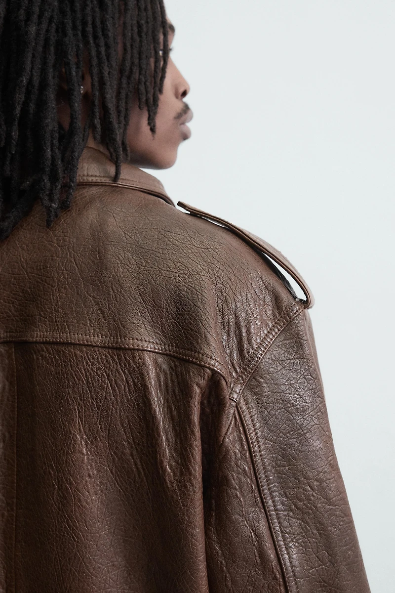 OVERSIZED LEATHER BIKER JACKET